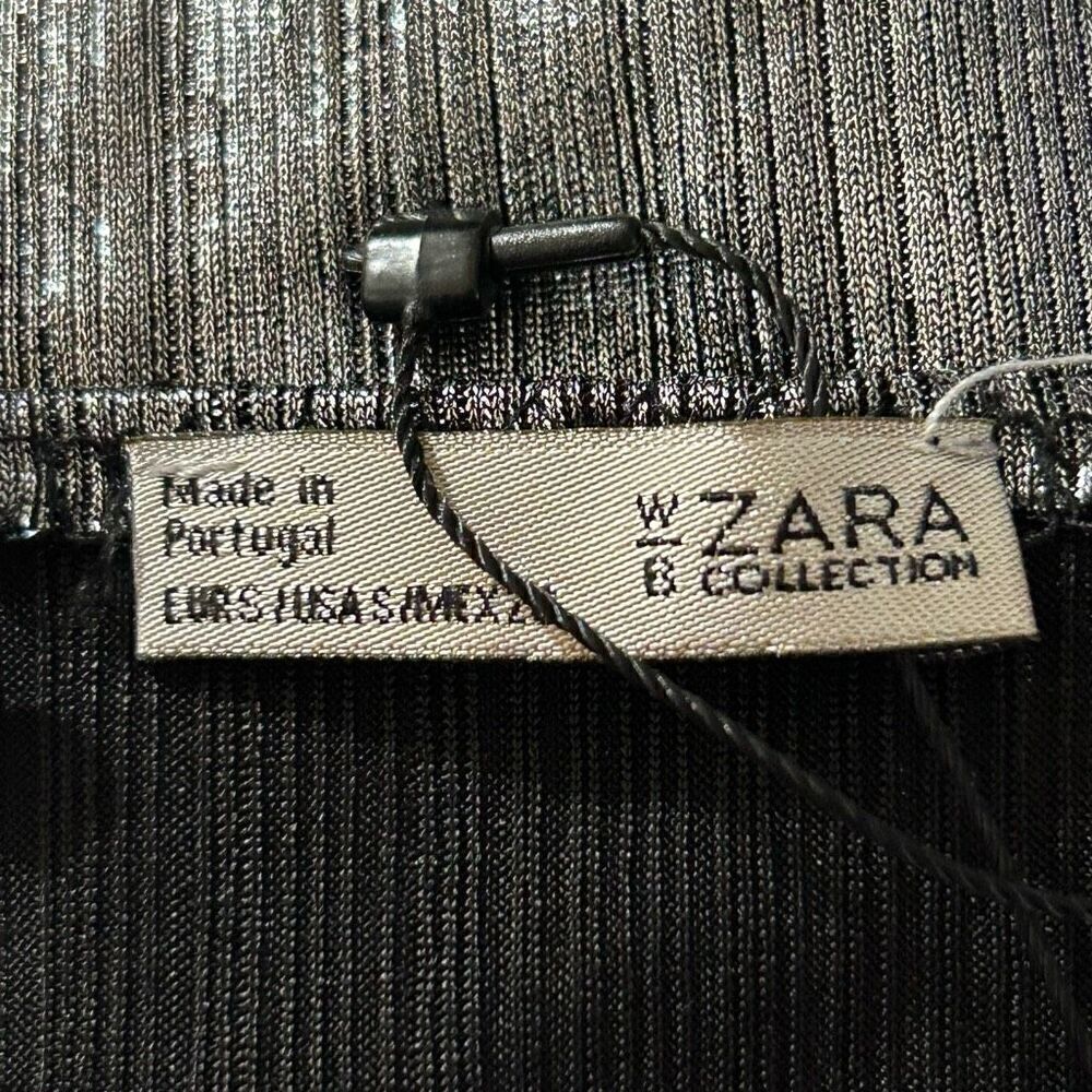 Zara Silver Metallic Tank Bodysuit  Women's 6 Plunging Neck Open Back Spaghetti - Picture 9 of 10